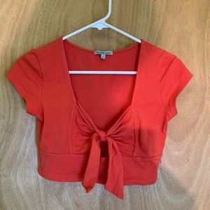 Front tie pink crop top (Charlotte Russe, Size S)